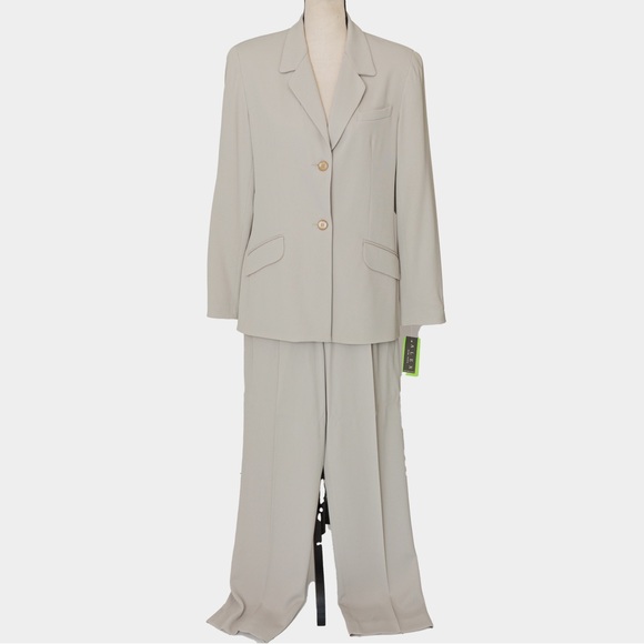 Alex New York neutral sand tan pantsuit tailored high waist monohchomatic 10 - Picture 2 of 16